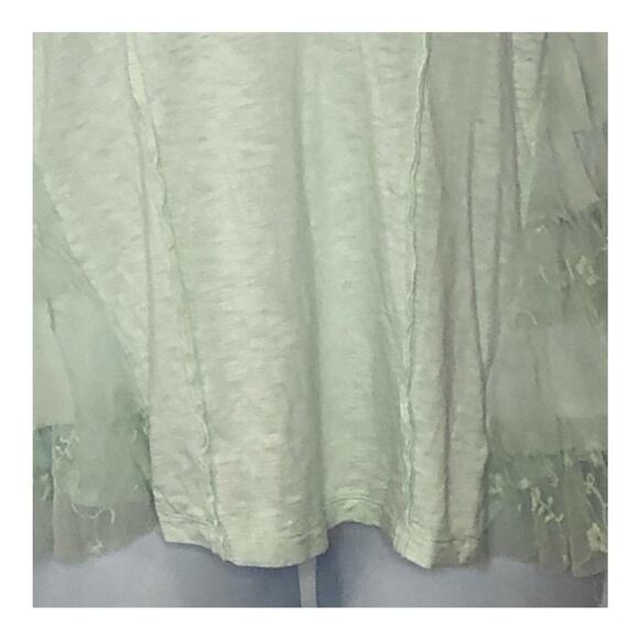 Anthropologie Lilka Mint Green Knit Tank Top Lace Ruffle Trim Small - Picture 7 of 16